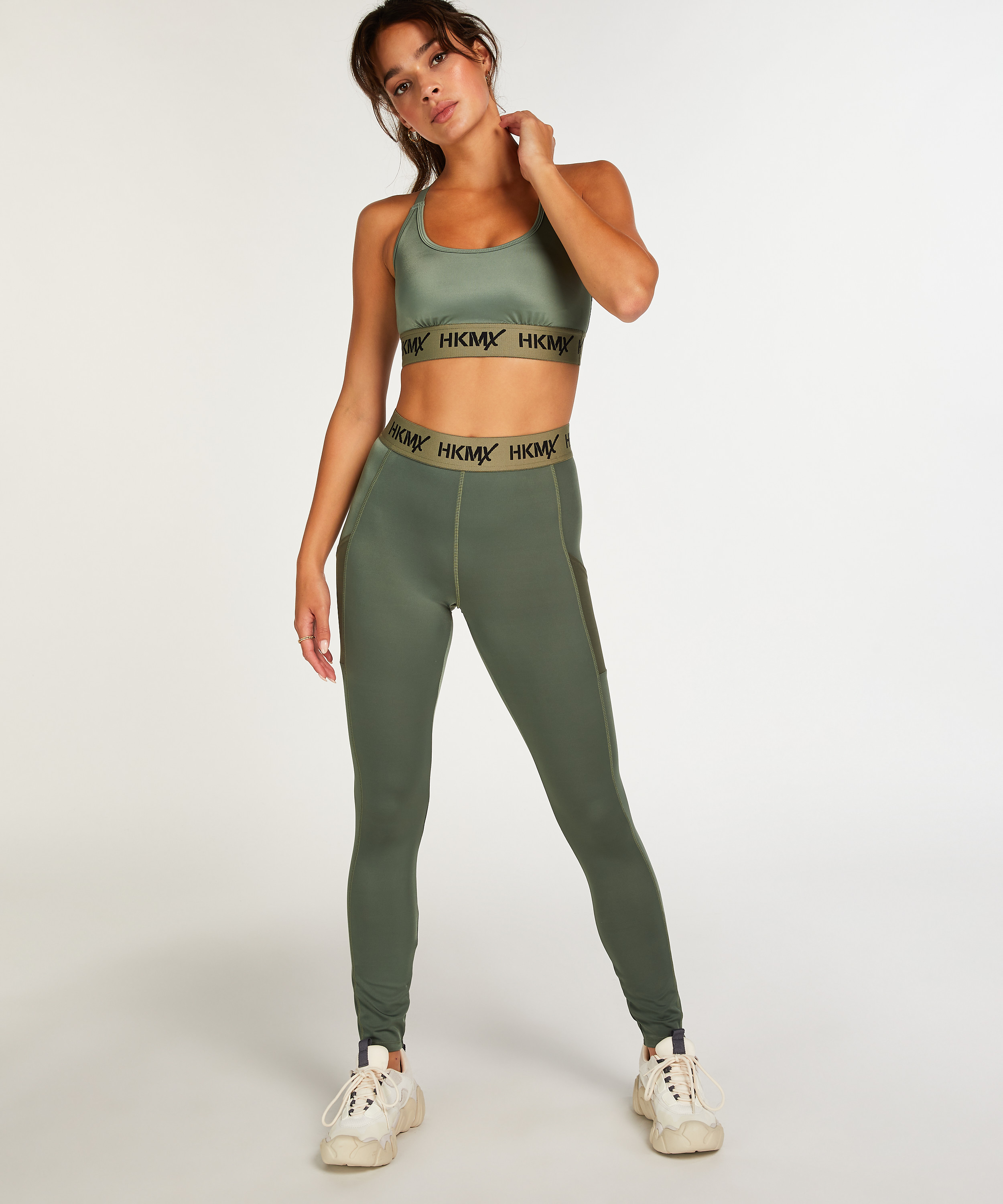Biustonosz sportowy HKMX The Crop Logo Level 1, Zielony, main