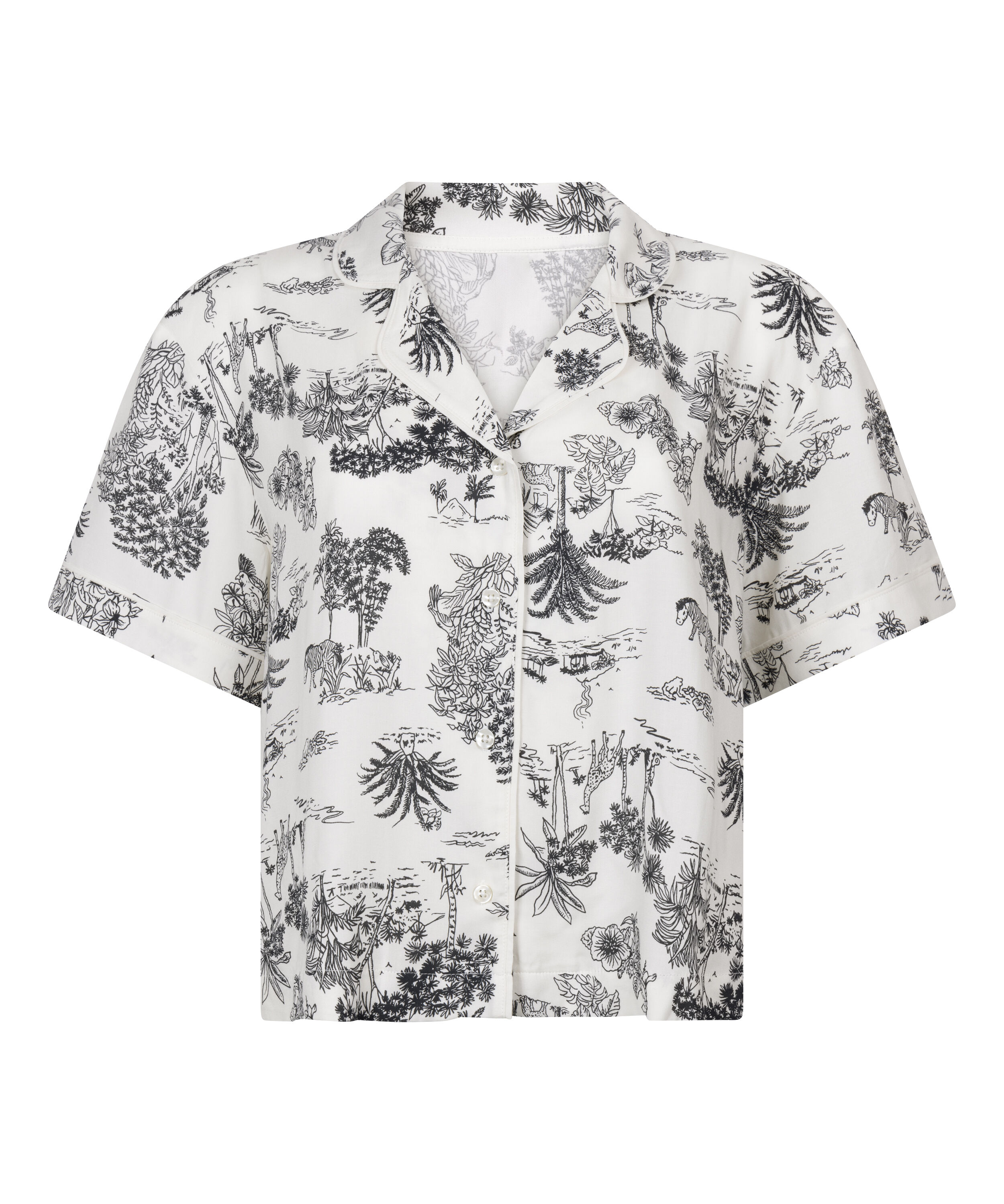 Tkana bluza z kr&oacute;tkim rękawem, Biały