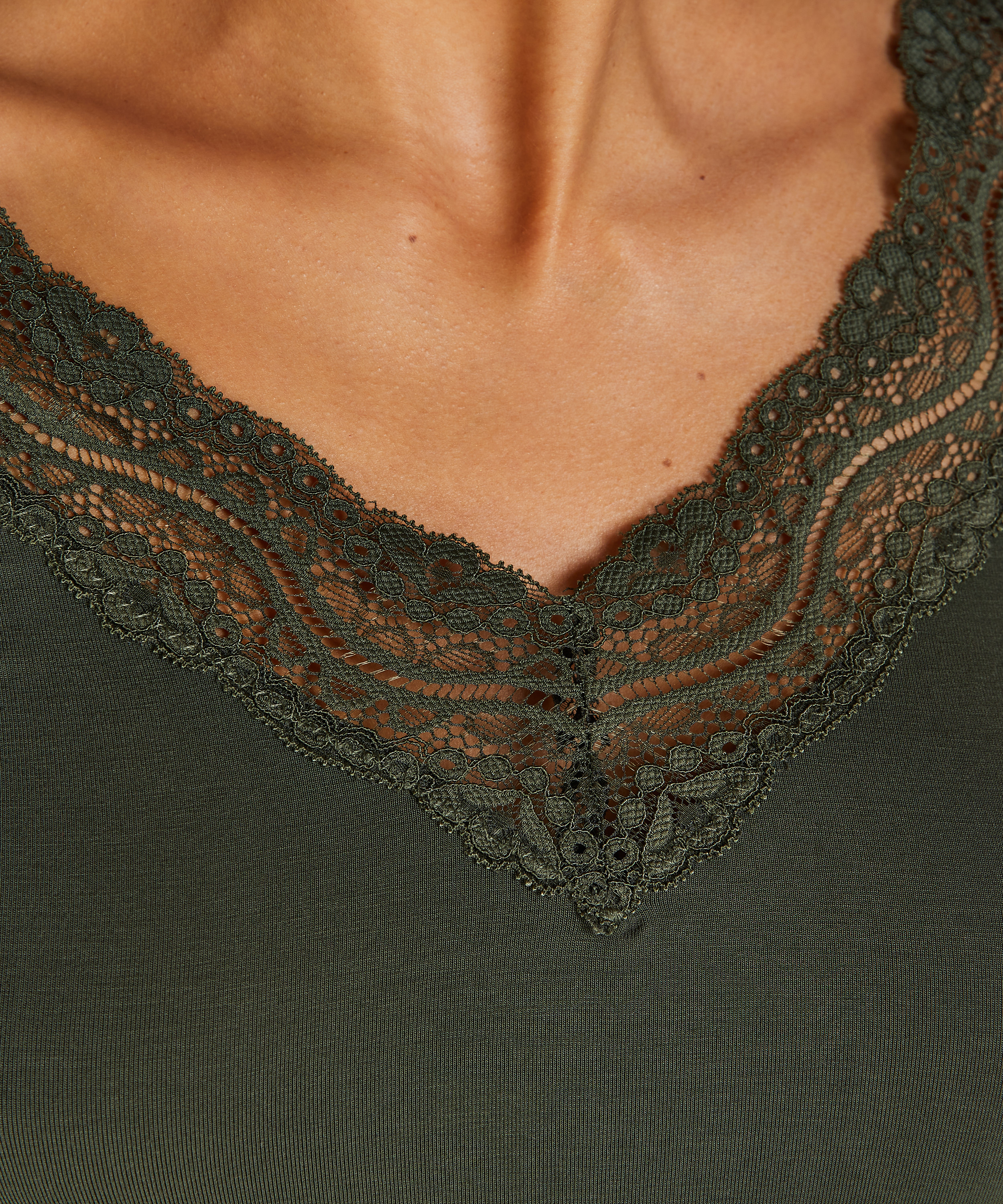 Dżersejowy top od piżamy z długimi rękawami, Zielony, main