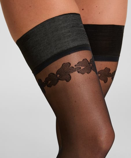 Pończochy Samonośne 15 Den Jemima, Czarny