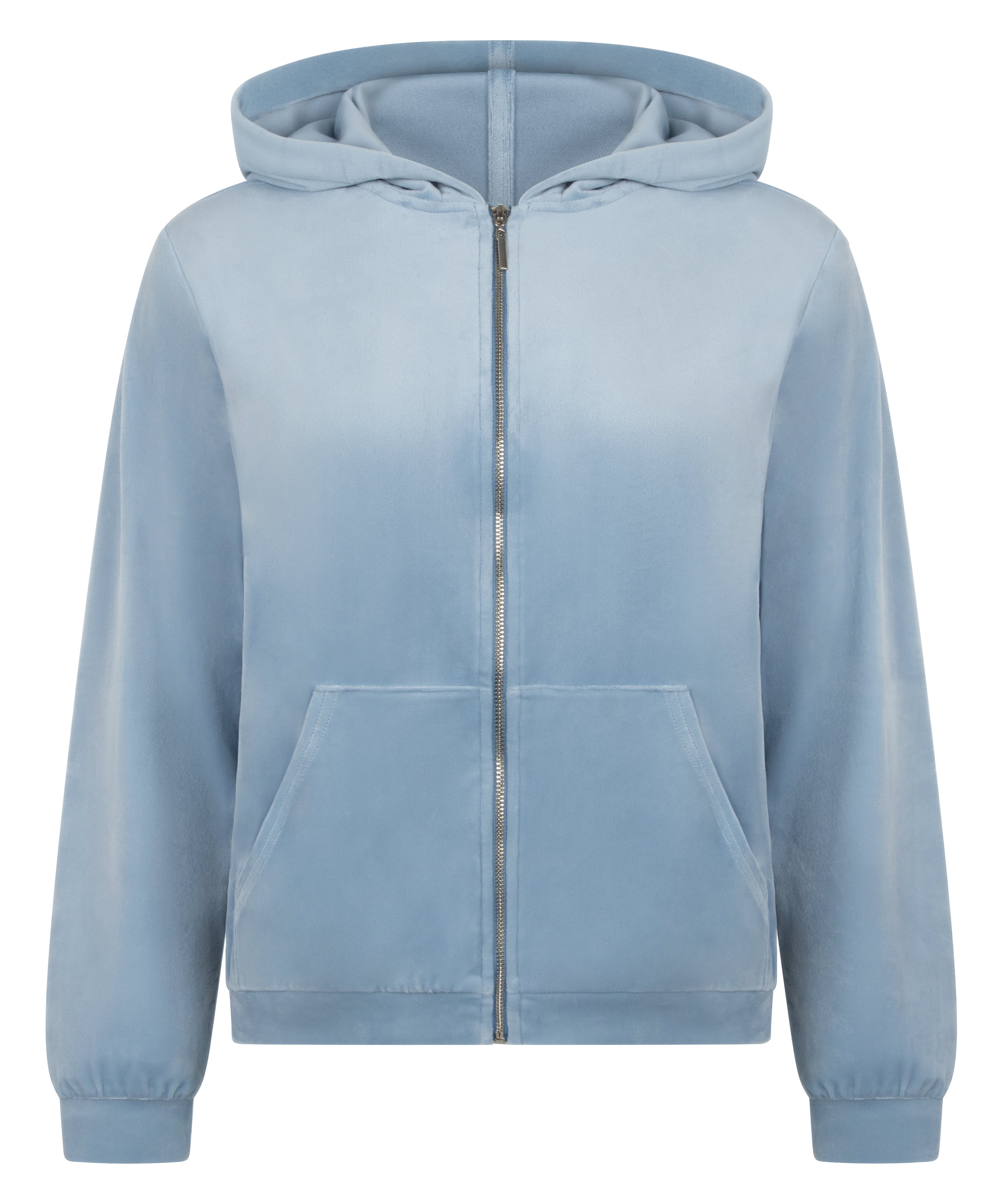 Welurowa bluza z kapturem, Niebieski, main