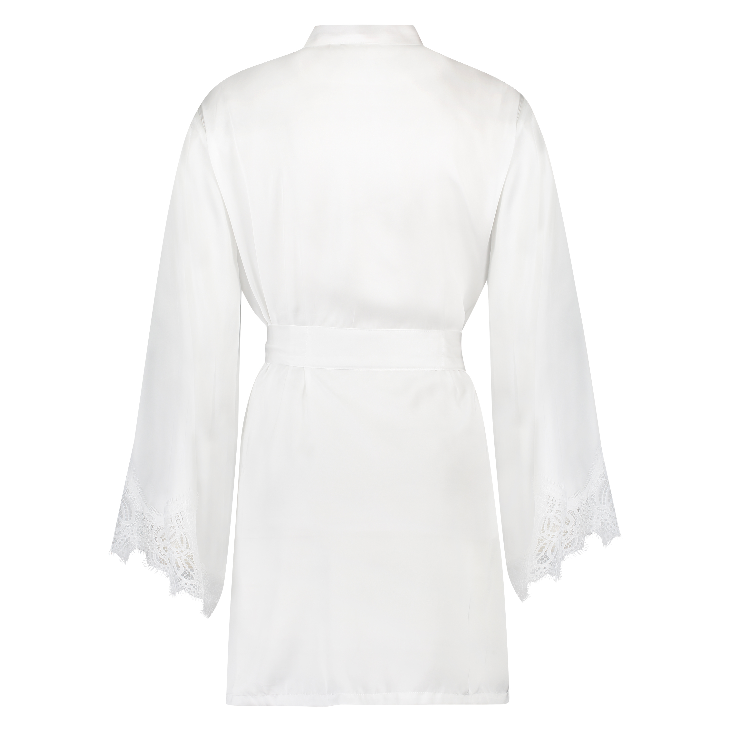 Lace Satin Kimono, Biały, main