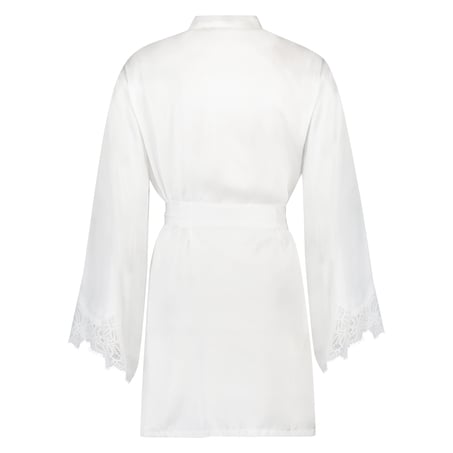 Lace Satin Kimono, Biały