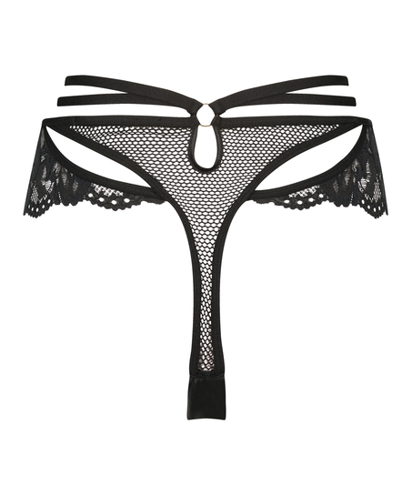 Wysoko wycięte stringi Pleasure, Czarny