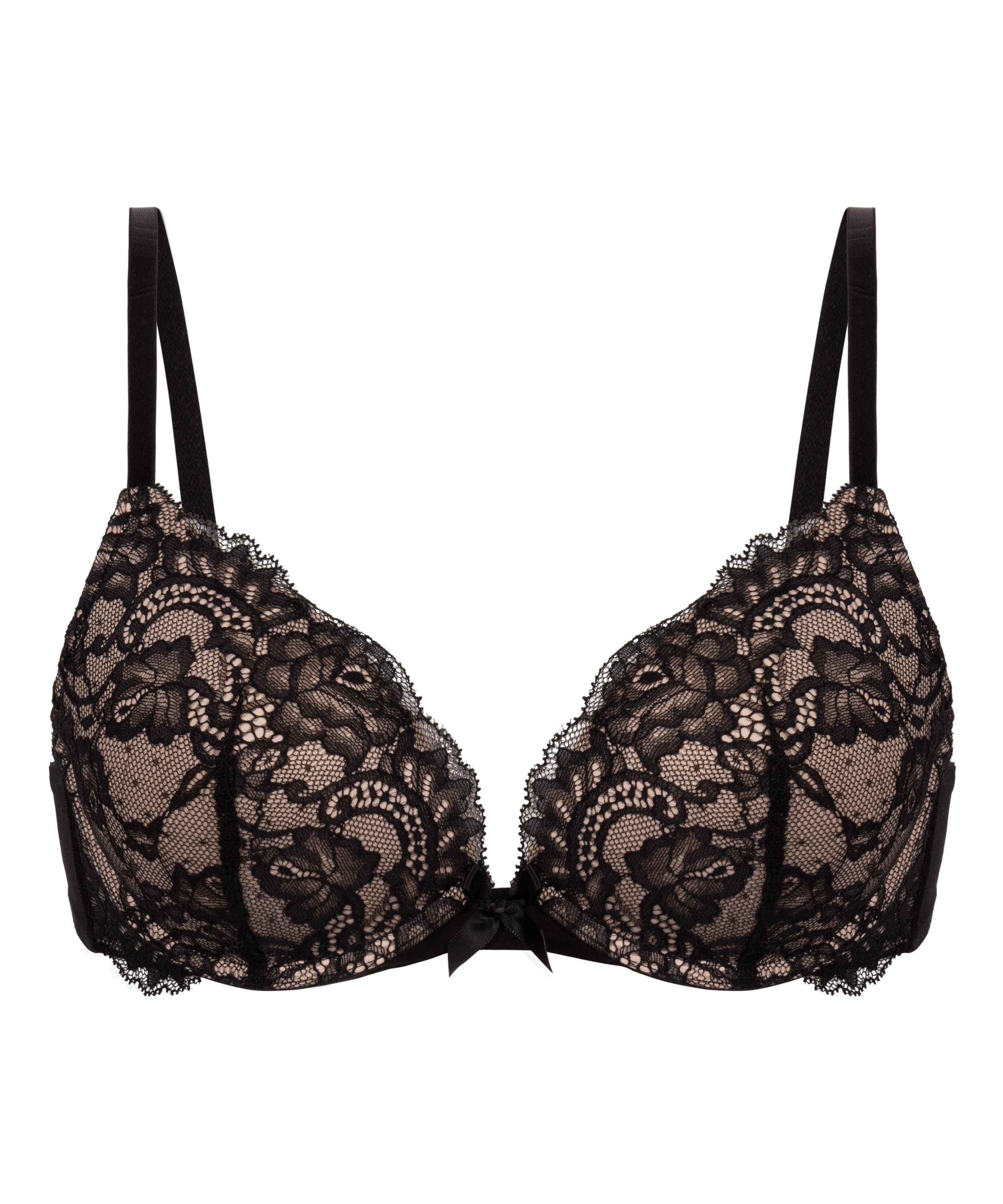 Biustonosz usztywniany push-up z fiszbinami Teddy, Czarny