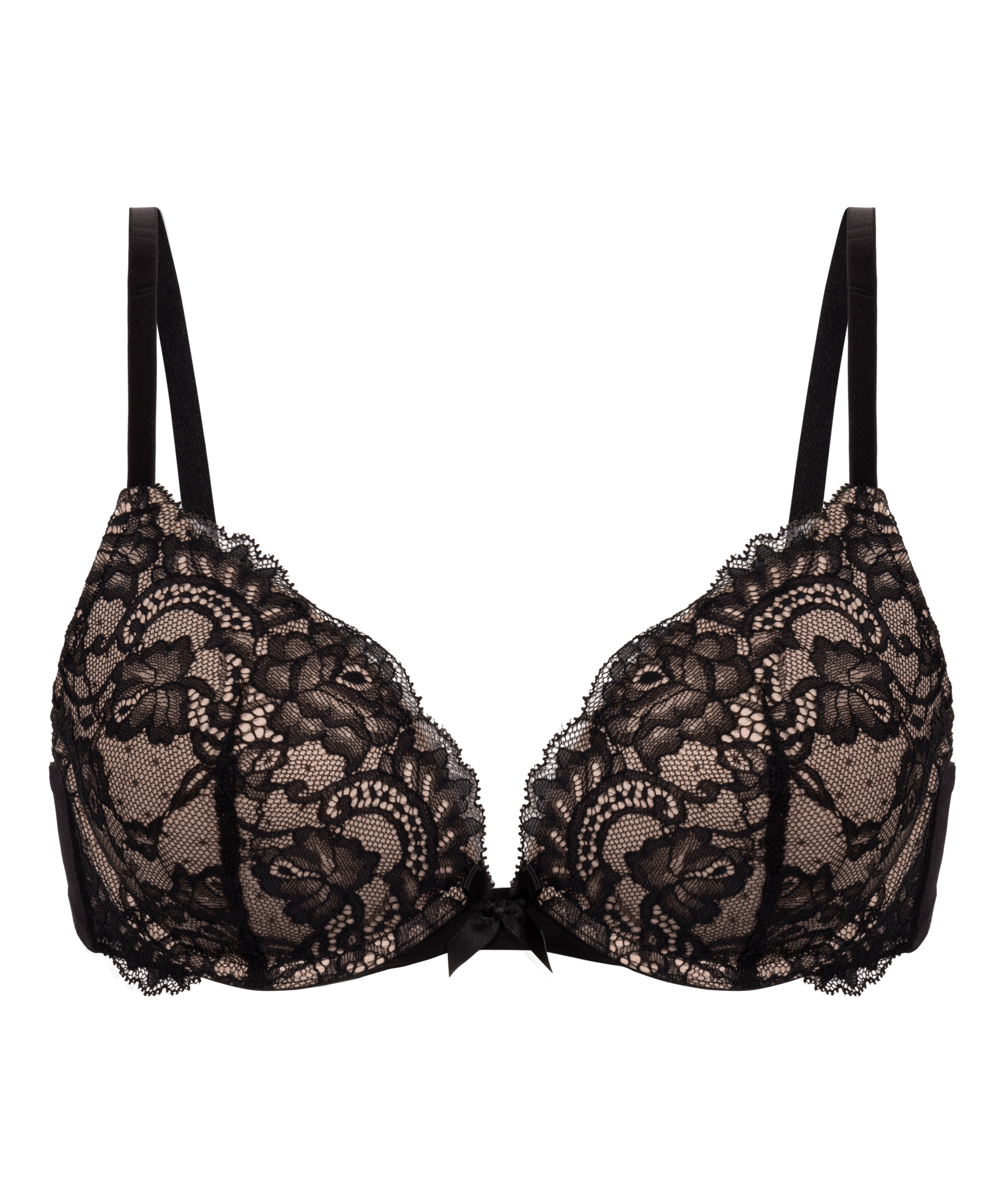 Biustonosz usztywniany push-up z fiszbinami Teddy, Czarny, main