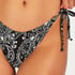 Brazyliany tanga od bikini ze wzorem paisley, Czarny