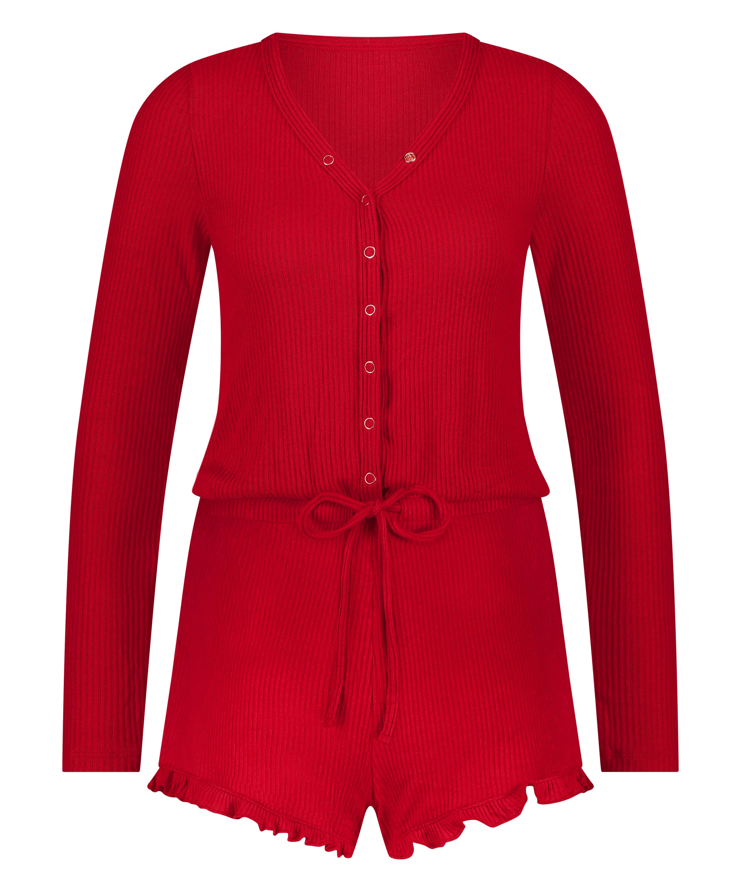 Piżama jednoczęściowa kr&oacute;tka Brushed Rib, Czerwony, main