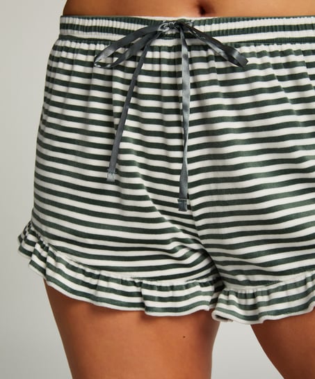 Szorty Welurowa falbanka, Zielony