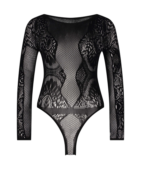 Body Scallop Floral, Czarny
