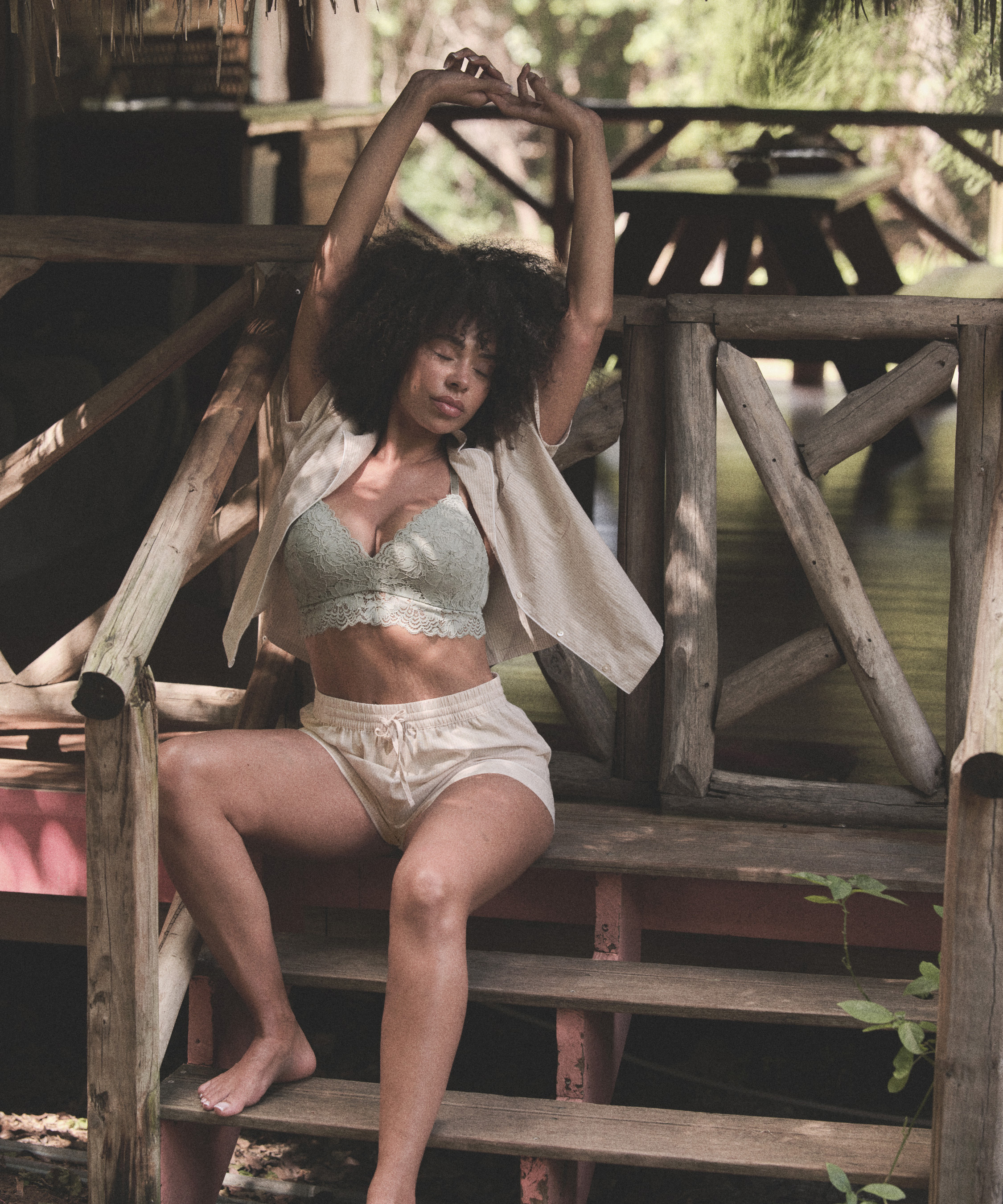 Bluza bawełniana w paski, Beżowy, main