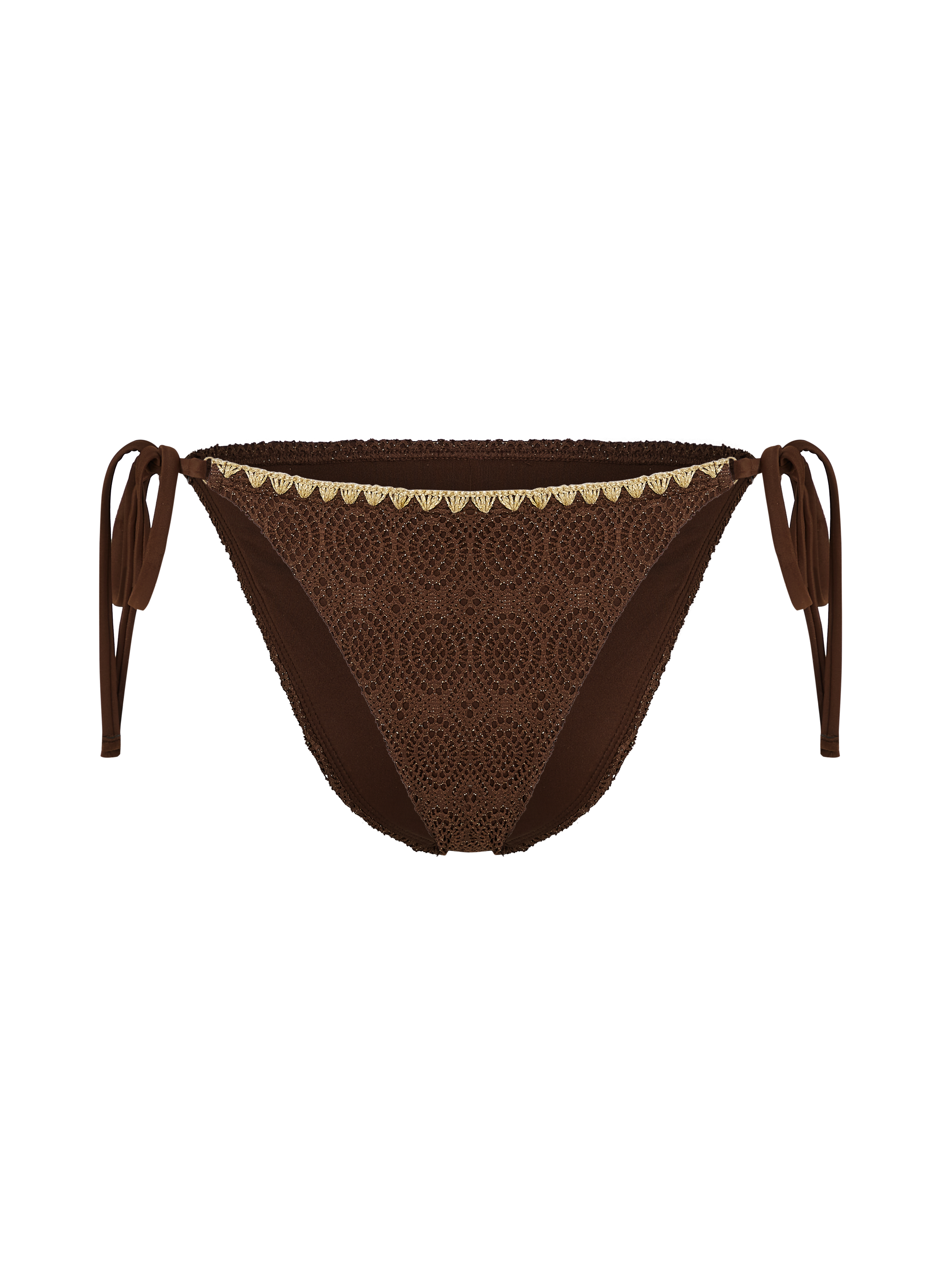 Majtki Bikini Cheeky Tanga Crochet, Brązowy, main