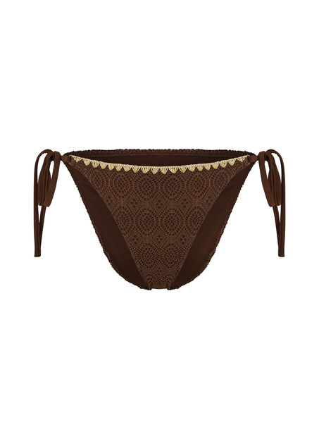 Majtki Bikini Cheeky Tanga Crochet, Brązowy