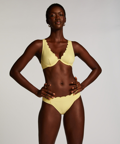 Figi bikini z falowanym brzegiem, Żółty