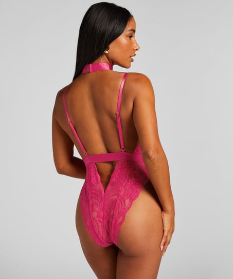 Body z otwartym krokiem Brandy Private, R&oacute;żowy