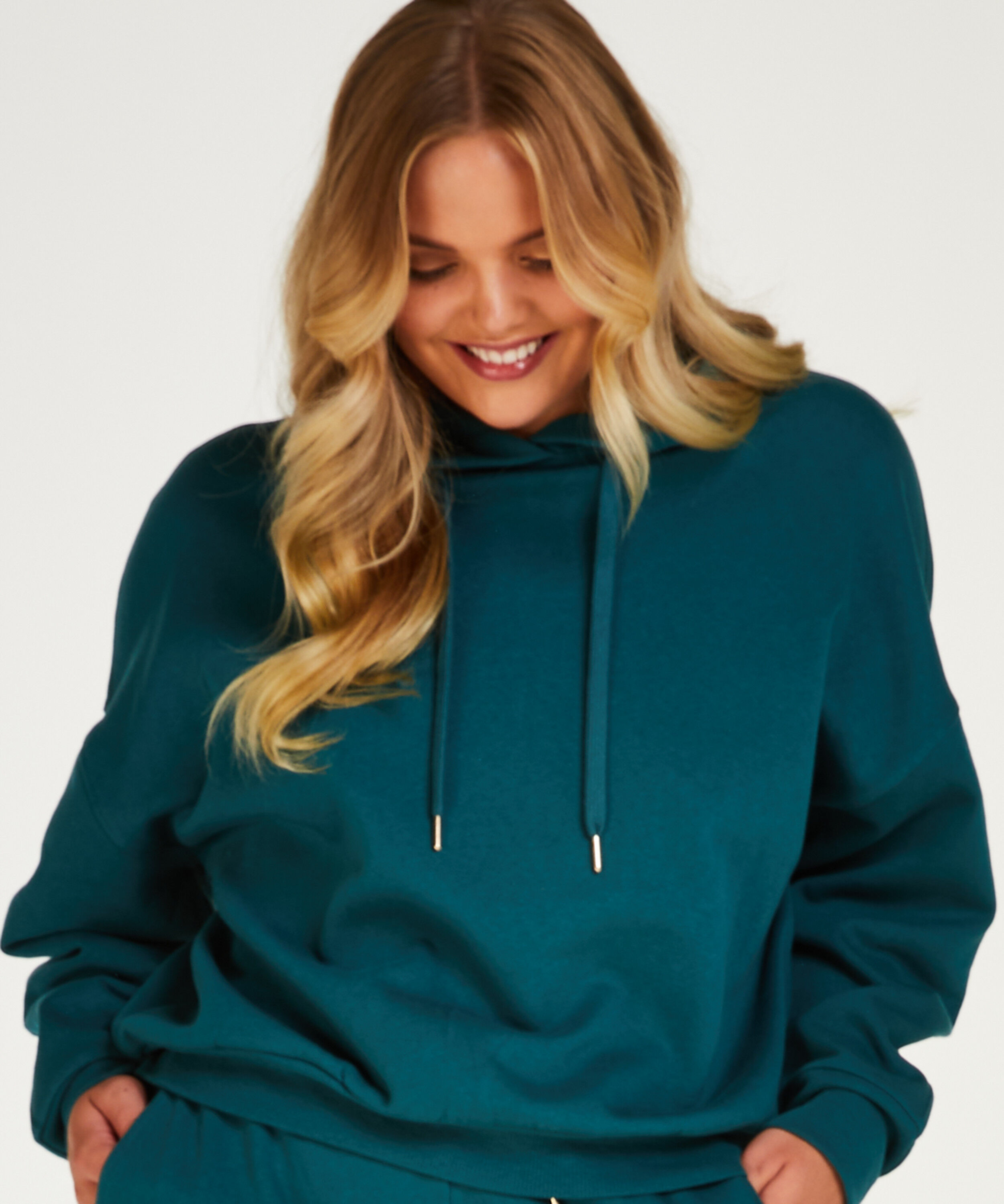 Bluza z kapturem i długim rękawem, Niebieski