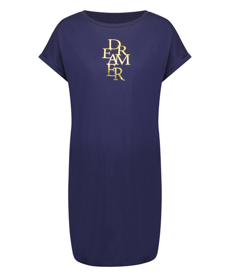 Koszula nocna z okrągłym dekoltem, Niebieski