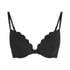 G&oacute;ra od bikini push-up z fiszbinami, z falowanym brzegiem, miseczki A &ndash; E, Czarny