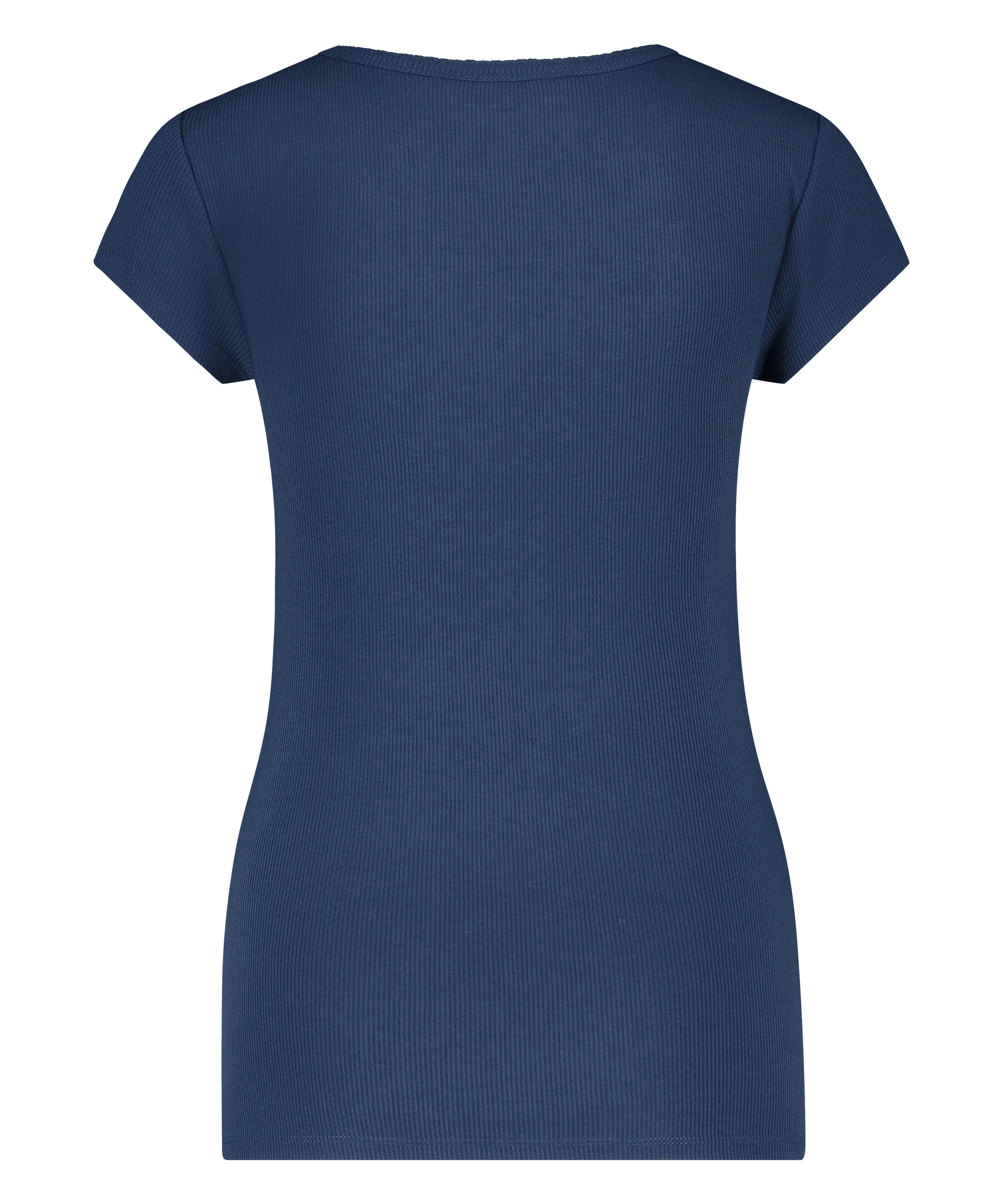 Top od piżamy z prążkowanego materiału z krótkimi rękawami., Niebieski, main