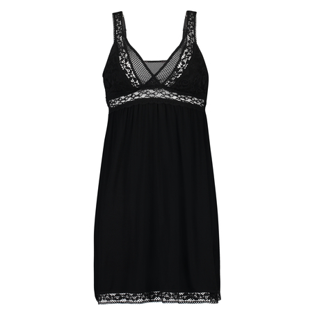 Graphic Lace slipdress, Czarny