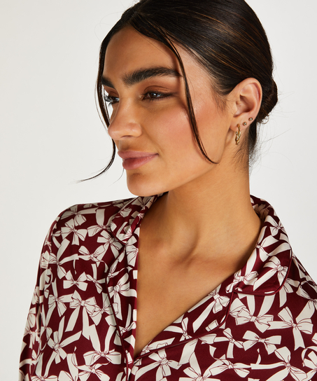 Kurtka z satyny z długimi rękawami, Czerwony