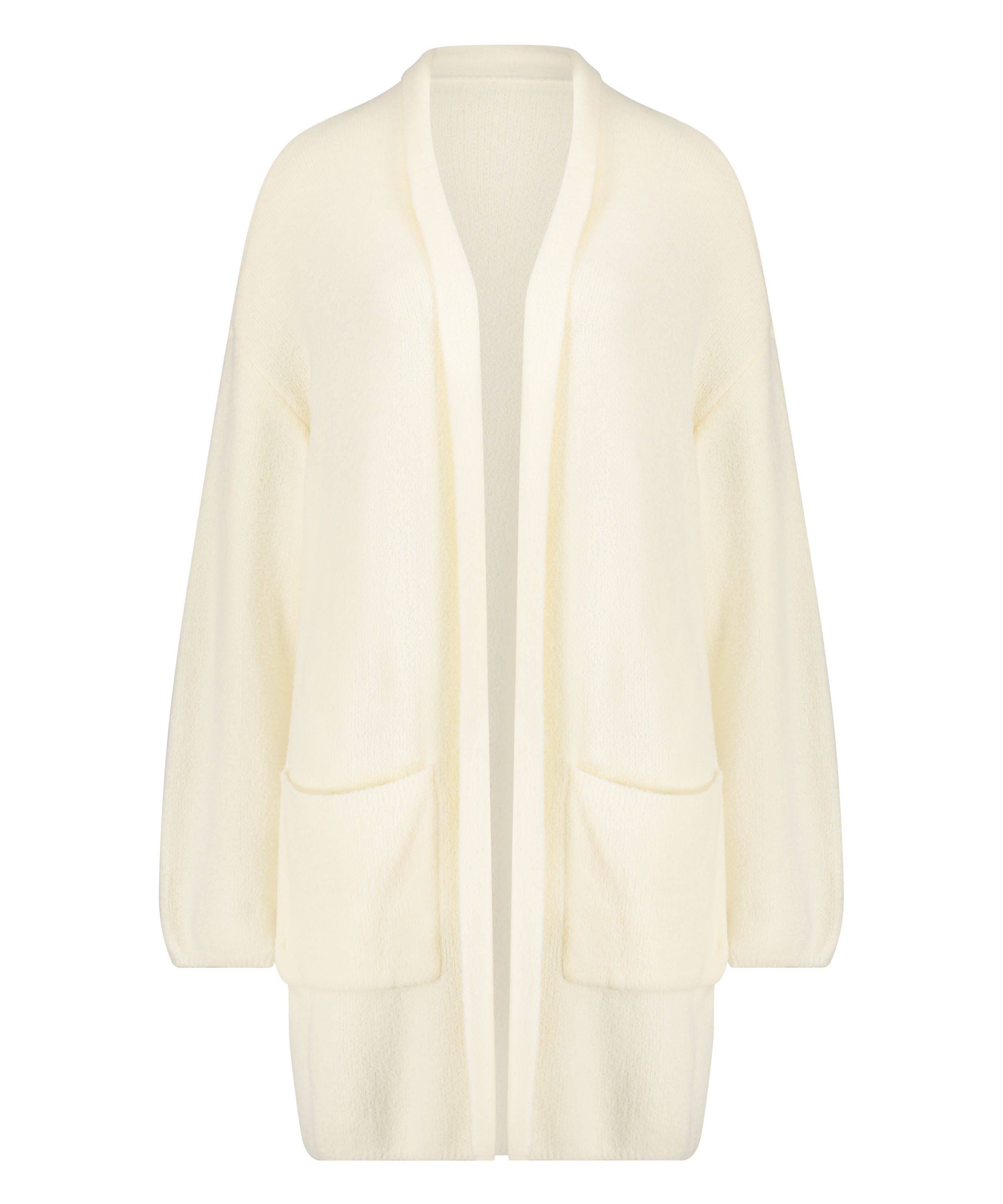 Długa kamizelka z puszystej dzianiny Premium, Biały, main