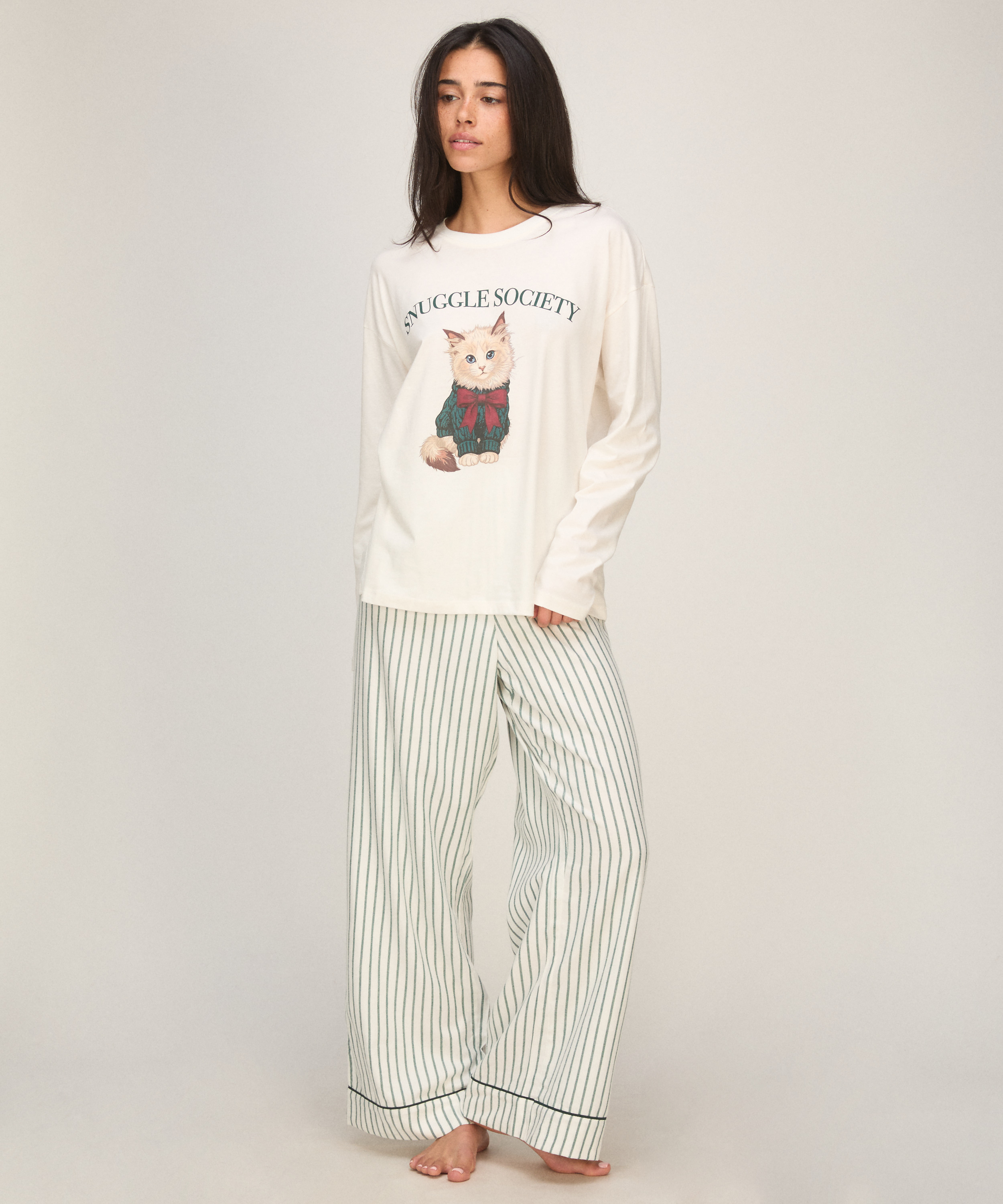 Pyjama Set Viscose, Biały, main