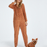 Reindeer Fleece Onesie, Brązowy