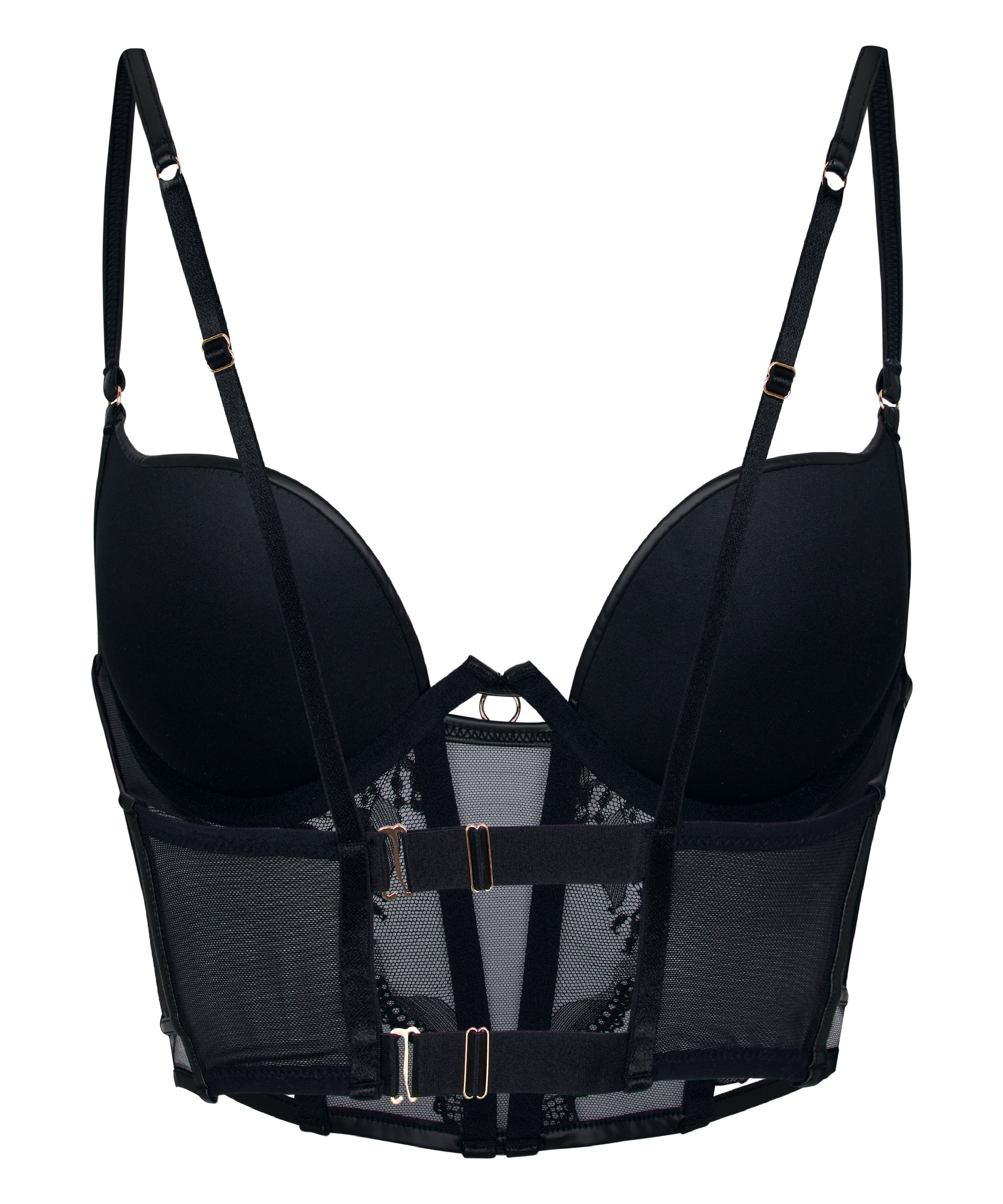 Biustonosz Usztywniany z Fiszbinami Typu Longline Ilenia, Czarny, main