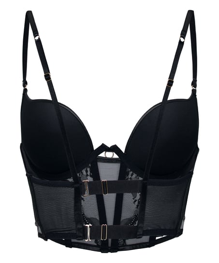 Biustonosz Usztywniany z Fiszbinami Typu Longline Ilenia, Czarny