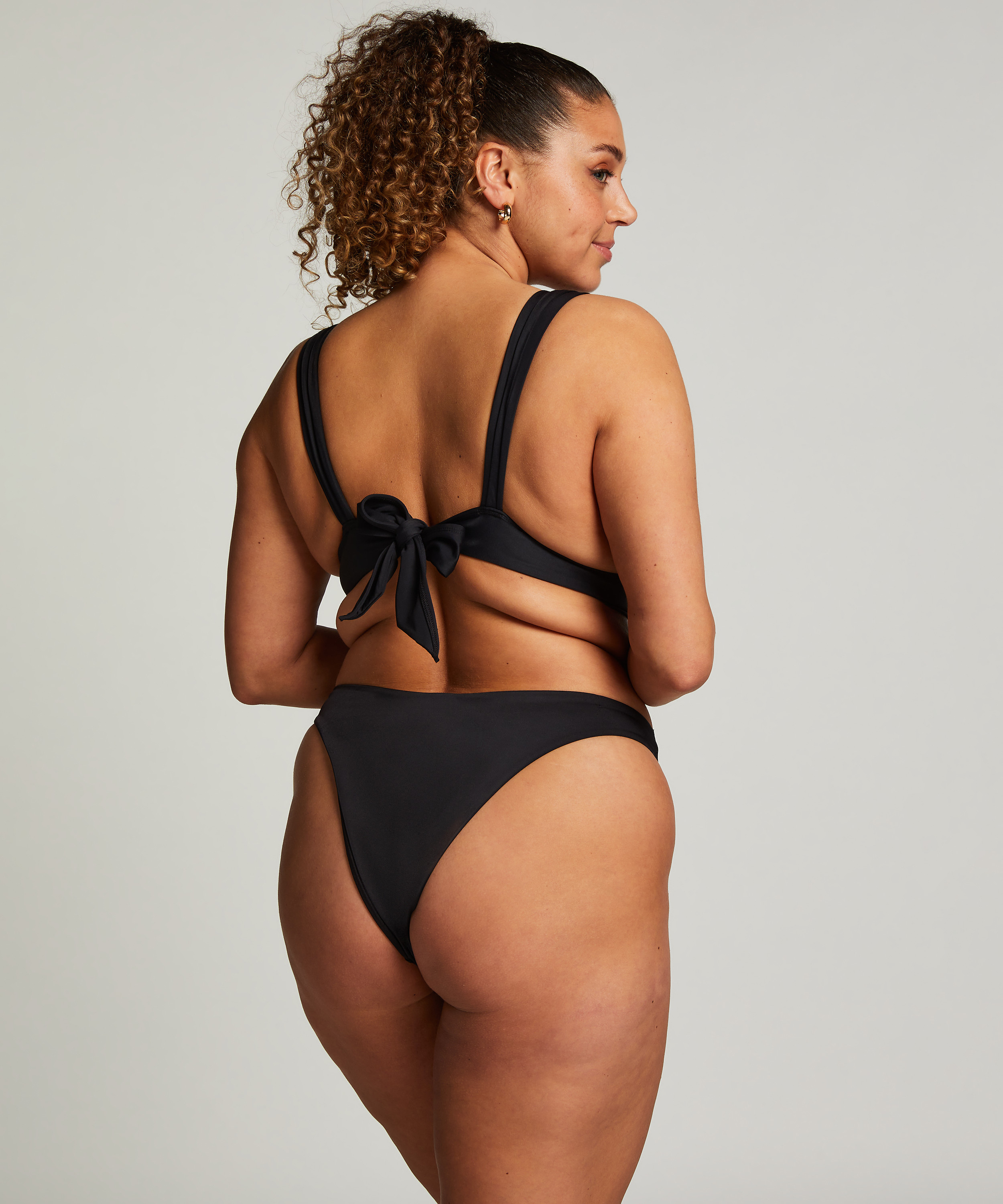 Majtki Bikini Wysoko Krojona Luxe, Czarny, main