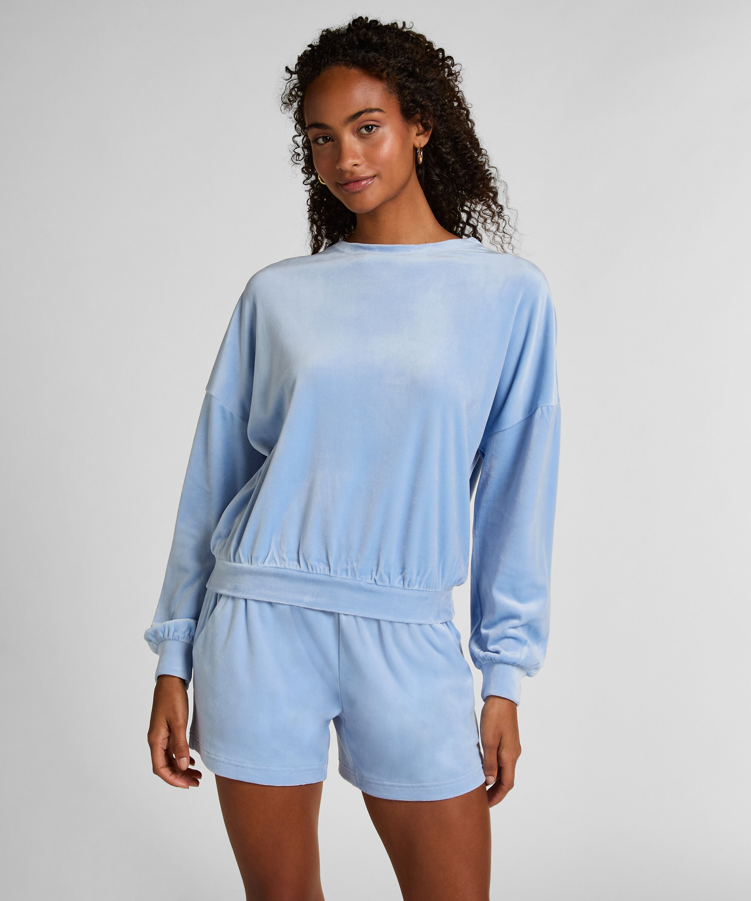 Welurowy top, Niebieski