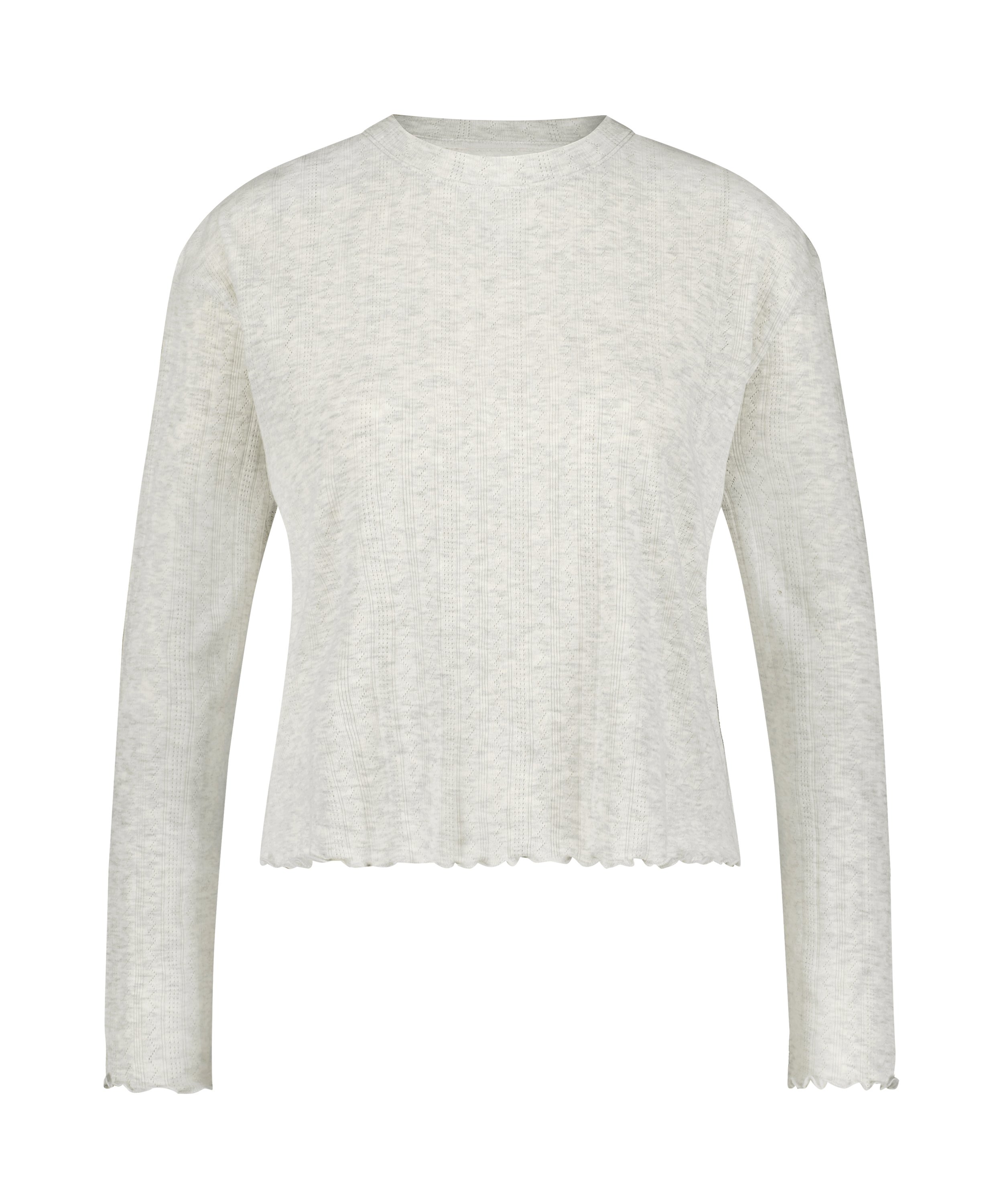 Góra od piżamy z długim rękawem Pointelle, Beżowy, main