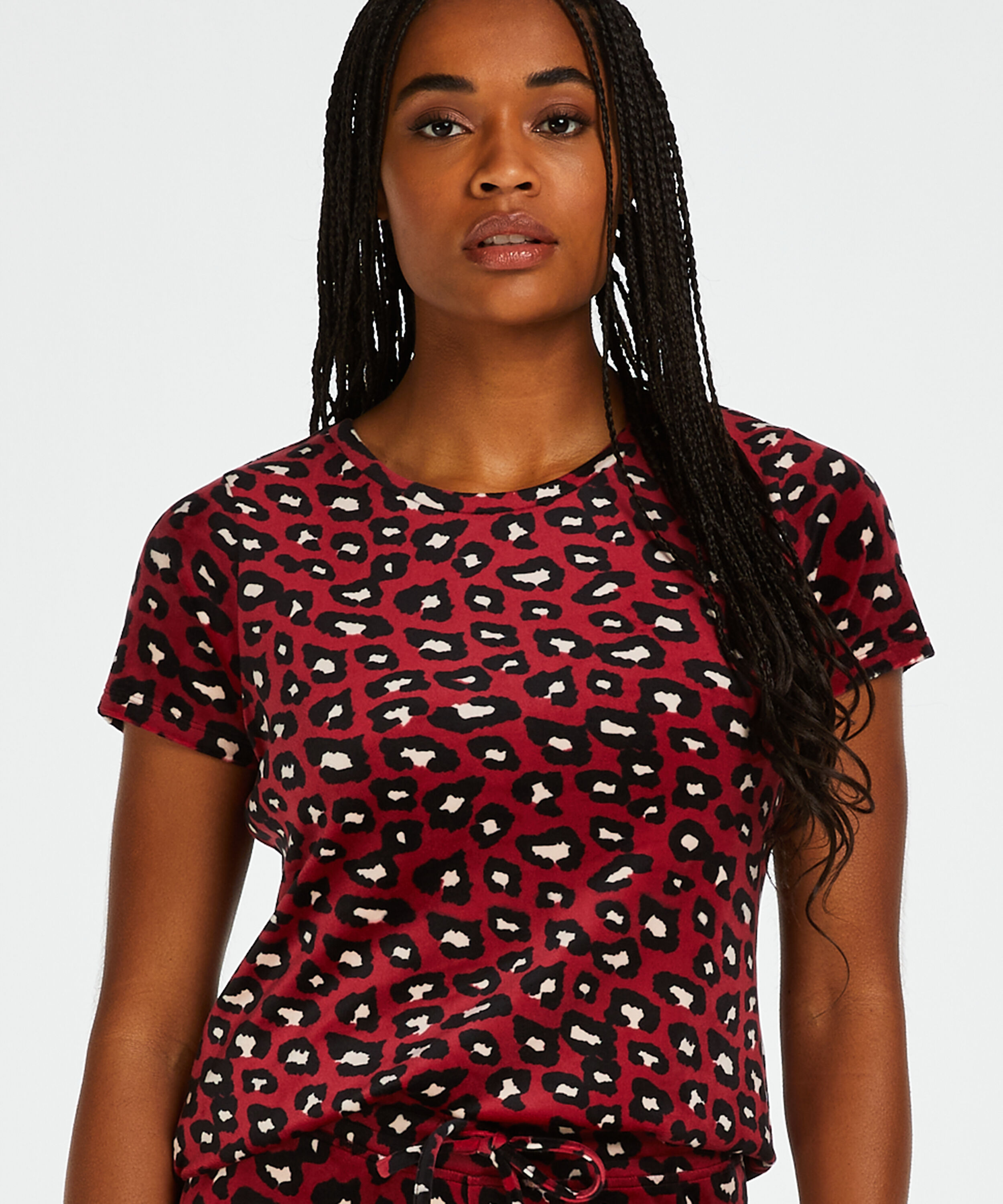 Welurowy top, Czerwony