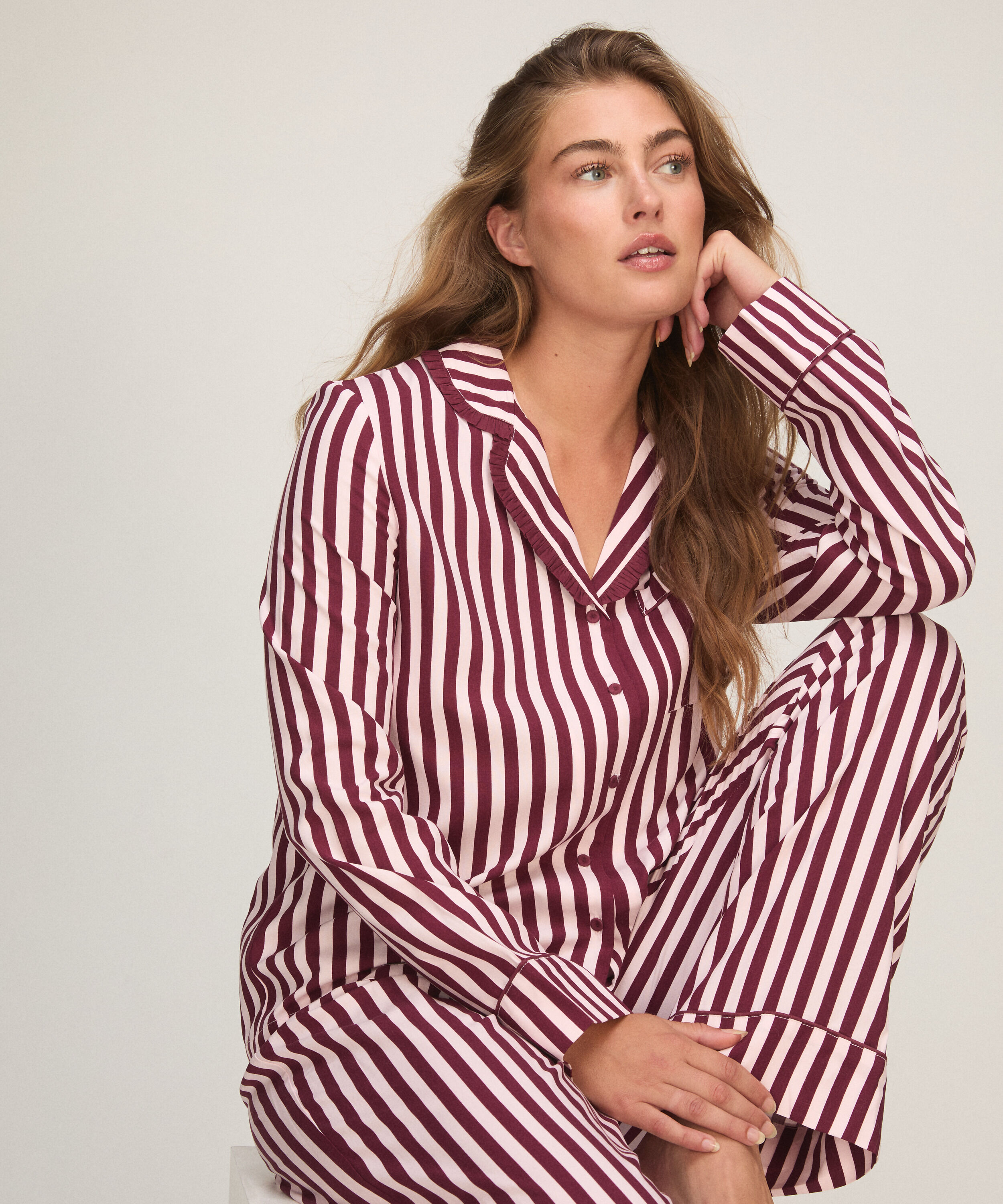 Pyjama Set Poplin Ruffle, R&oacute;żowy