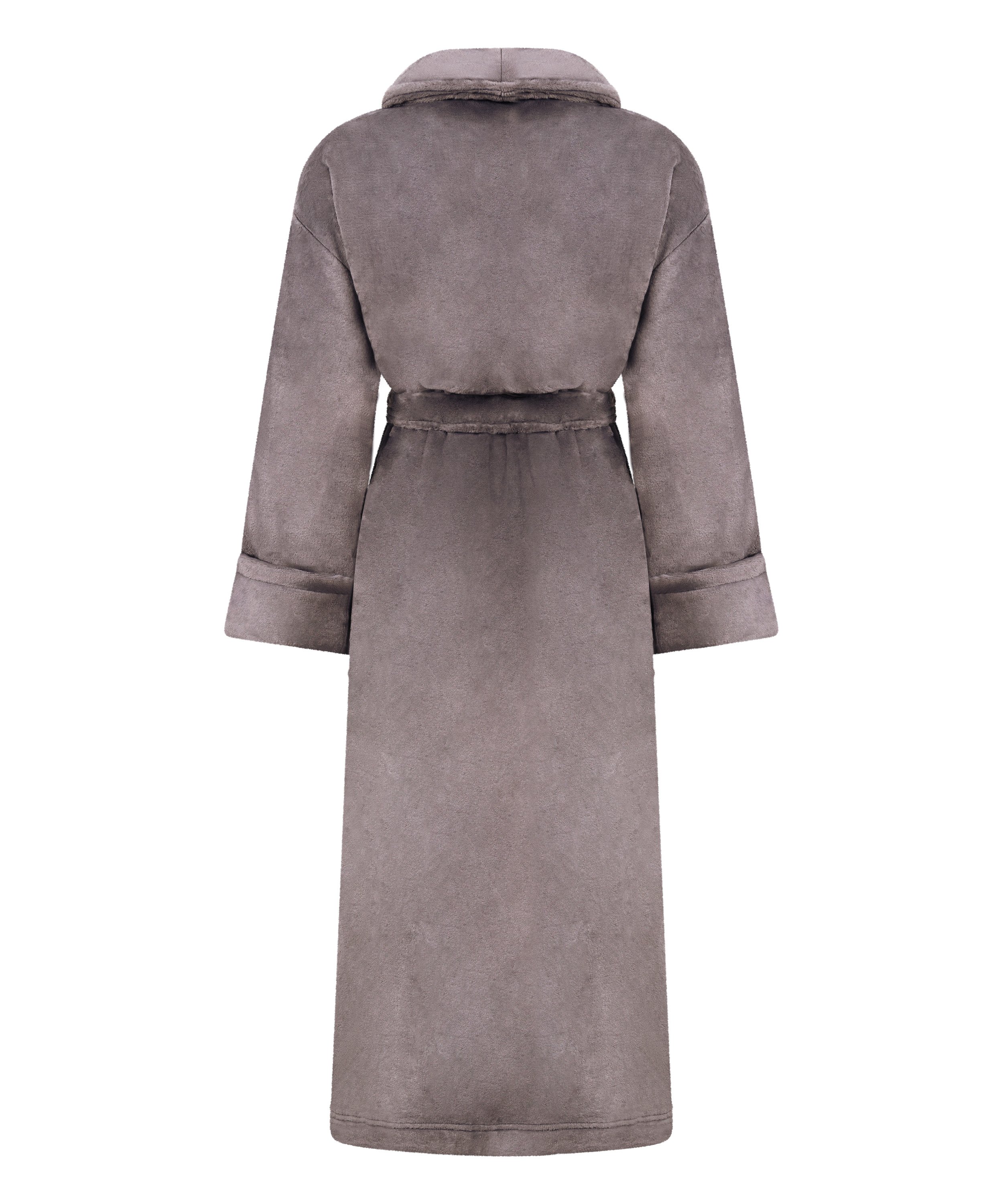 Miękki szlafrok polarowy, Szary, main