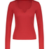 Top V-neck long sleeves, Czerwony