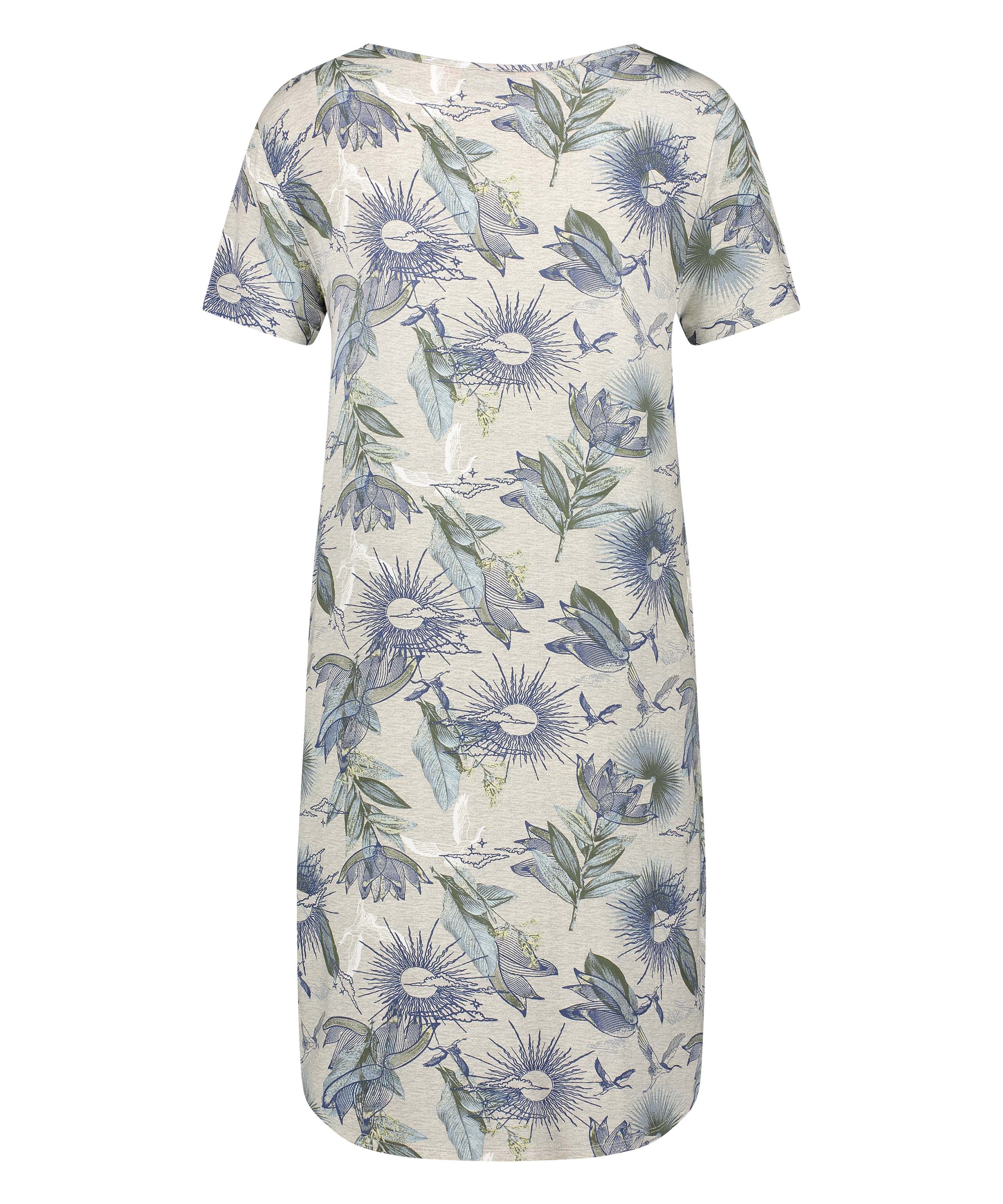 Dżersejowa koszula nocna z kr&oacute;tkim rękawem, Beżowy, main