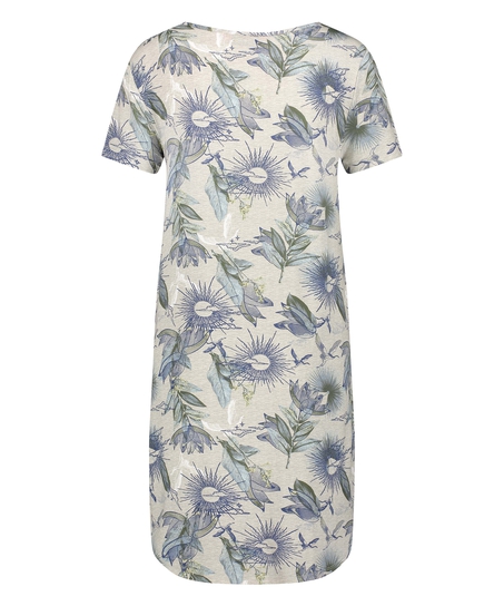 Dżersejowa koszula nocna z kr&oacute;tkim rękawem, Beżowy