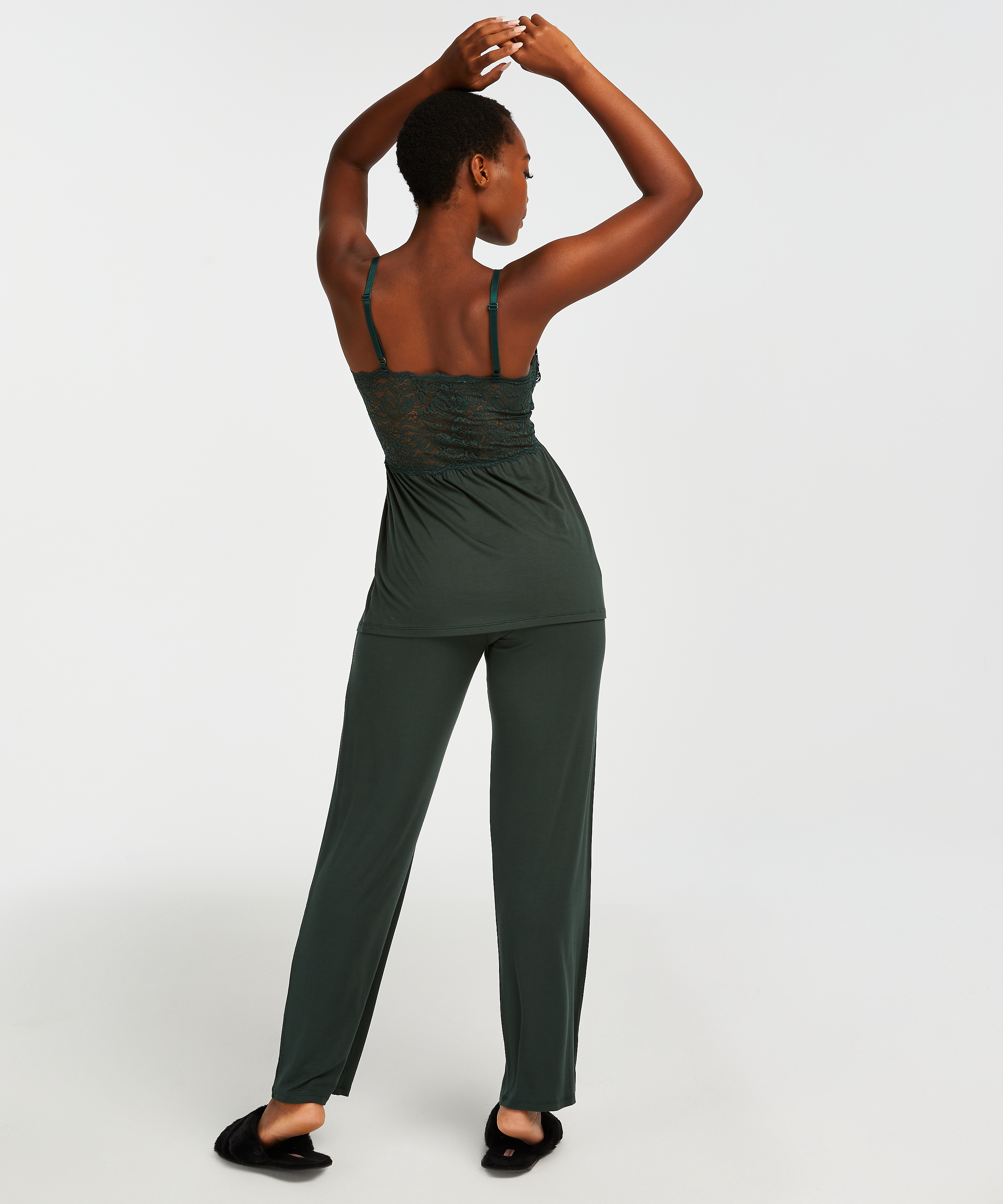 Komplet piżamowy z koronką Vera, Zielony, main