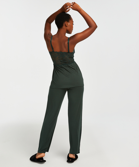 Komplet piżamowy z koronką Vera, Zielony