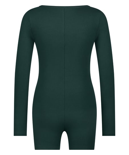 Piżama jednoczęściowa kr&oacute;tka Brushed Rib, Zielony