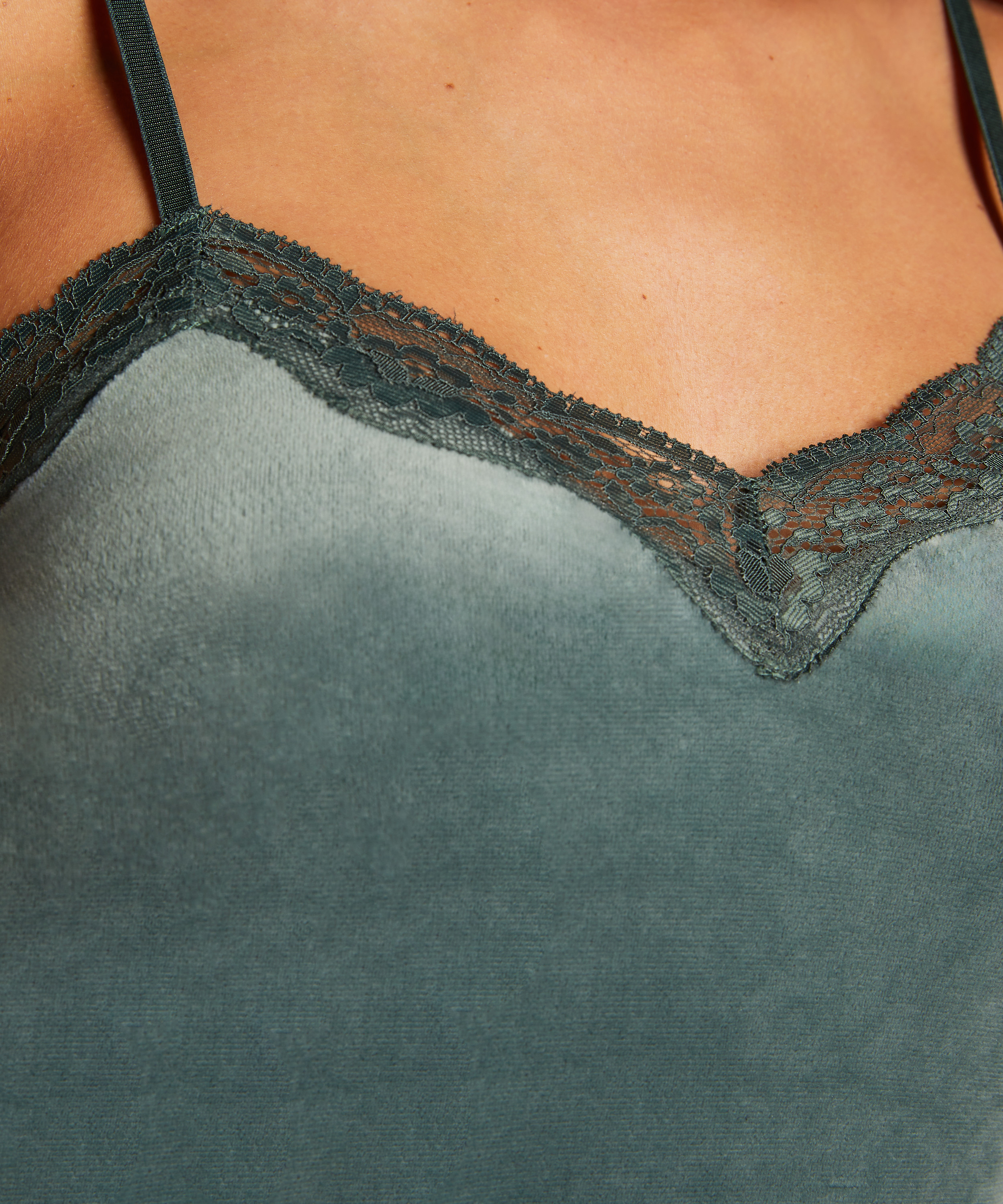 Top z aksamitnej koronki, Zielony, main