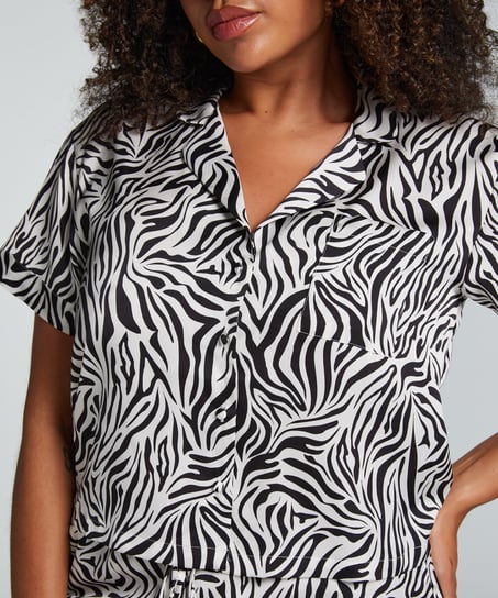 Satynowa narzutka Peppers z kr&oacute;tkim rękawem, Biały