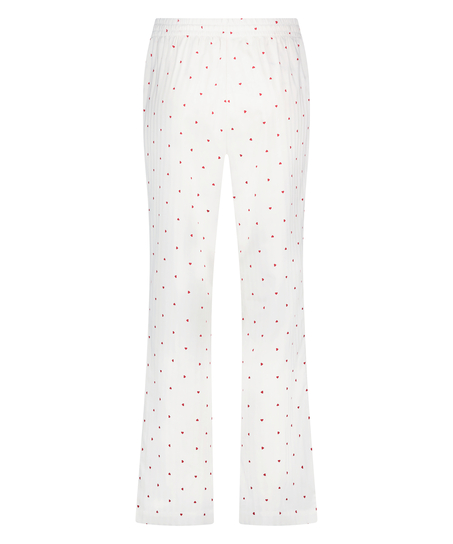 Jacquard Hearts Petite Dżersejowe spodnie, Biały