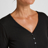 Bluza piżamowa Henley z długim rękawem, Czarny