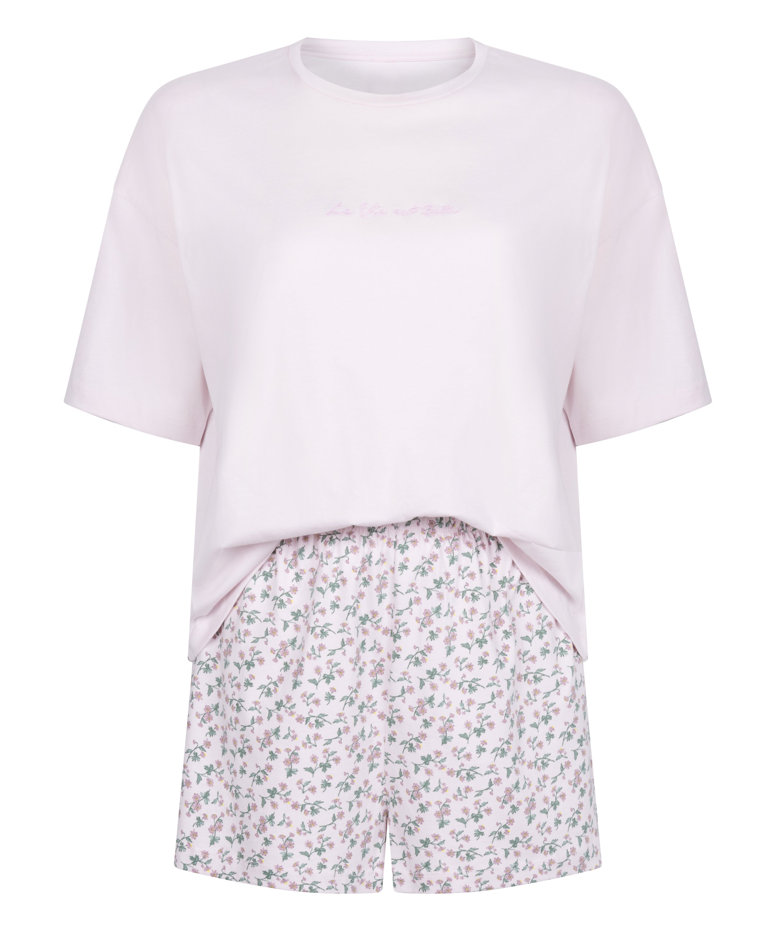 Zestaw Piżamowy Cotton Jersey Kr&oacute;tki, Fioletowy, main