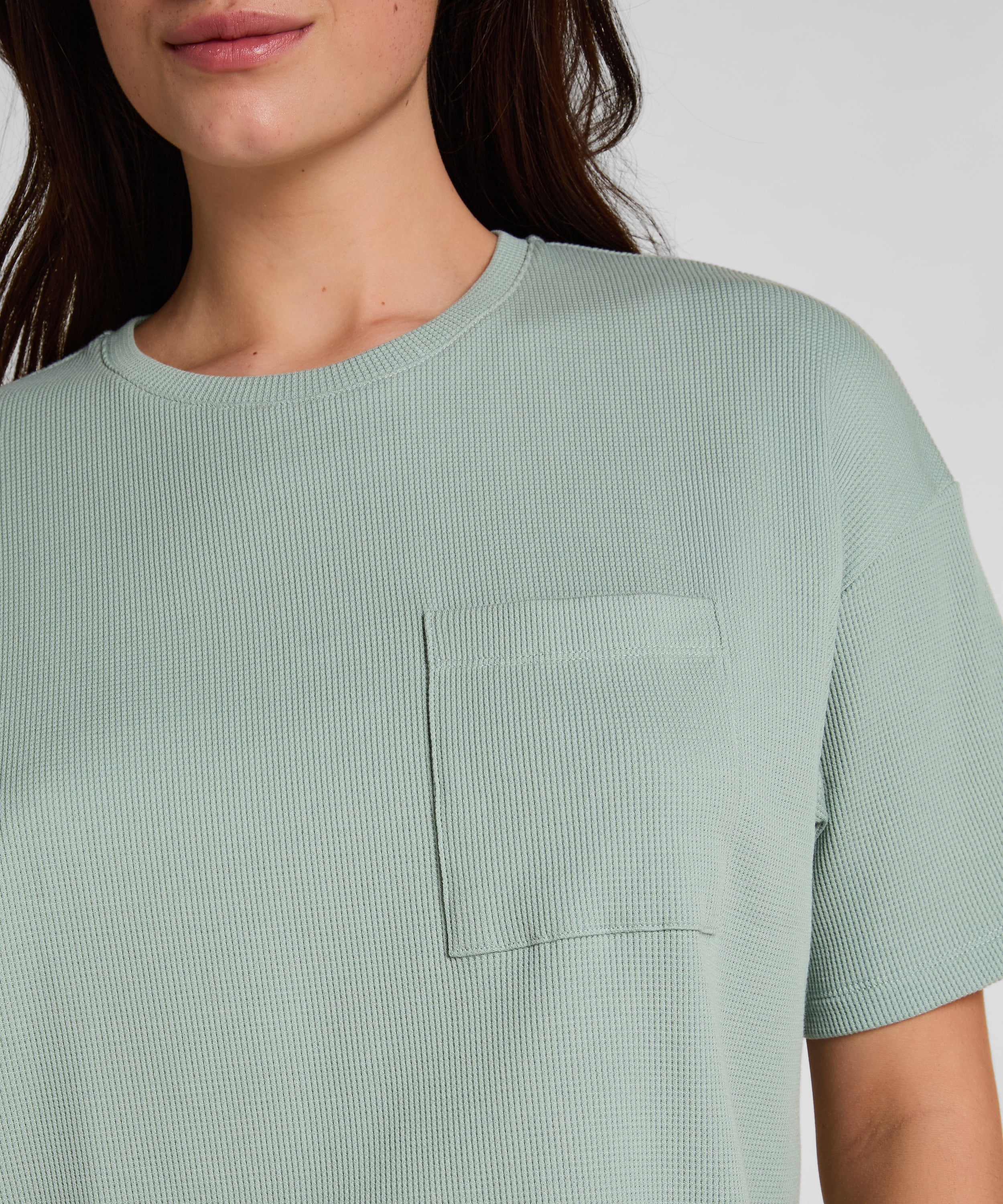 Pyjama Top Waffle, Zielony, main