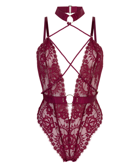 Body z otwartym krokiem Brandy Private, Czerwony