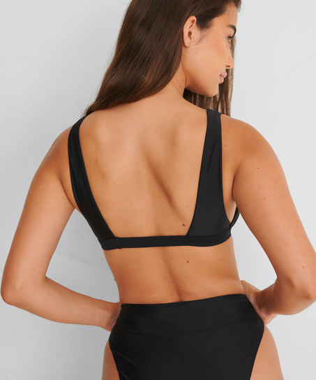 Kr&oacute;tki top od bikini Vintage HKM x NA-KD, Czarny